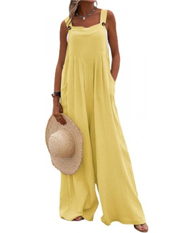 Casual Jumpsuits for Women Loose Sleeveless Suspender Rompers Wide Leg Baggy Pants Summer Bib Overalls Streetwear Yellow $14....