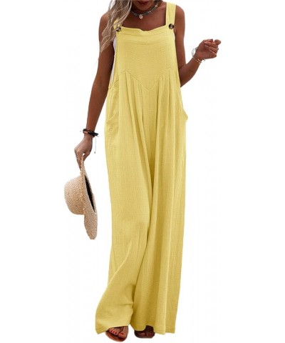 Casual Jumpsuits for Women Loose Sleeveless Suspender Rompers Wide Leg Baggy Pants Summer Bib Overalls Streetwear Yellow $14....