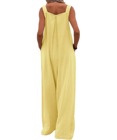 Casual Jumpsuits for Women Loose Sleeveless Suspender Rompers Wide Leg Baggy Pants Summer Bib Overalls Streetwear Yellow $14....