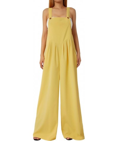 Casual Jumpsuits for Women Loose Sleeveless Suspender Rompers Wide Leg Baggy Pants Summer Bib Overalls Streetwear Yellow $14....