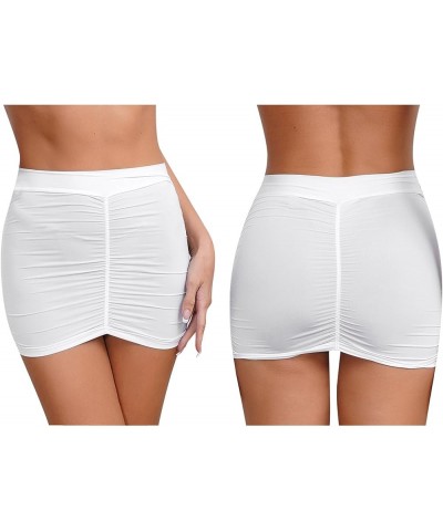 Women's Stretch Spandex Bodycon Mini Pencil Skirt Low Waisted Slim Tube Tight Hip Mini Skirts Type B White a $6.17 Skirts