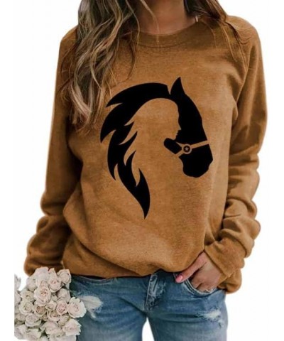 Women's Horse Hoodie, Long Sleeve Horse Print Hooded Sweatshirt with Pockets Button Up Drawstring Hoodie Brown1 $22.41 Hoodie...