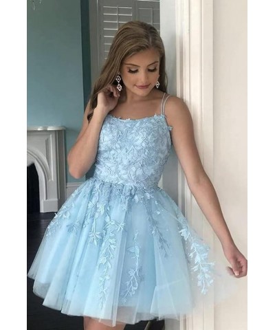 Short Homecoming Dresses for Teens Spaghetti Straps Lace Tulle Prom Dresses 2024 Mini Party Gown Peacock $32.25 Dresses