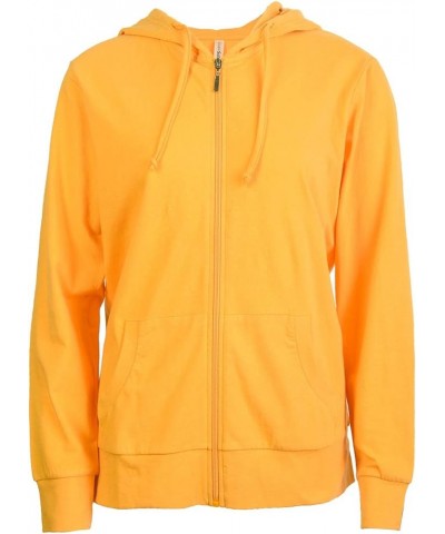 Women's Zip Up Cotton Light Hoodie Jacket Mustard $14.82 Activewear