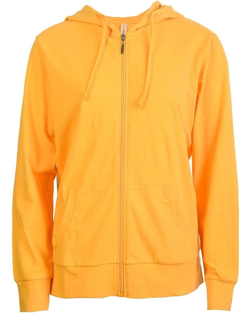 Women's Zip Up Cotton Light Hoodie Jacket Mustard $14.82 Activewear