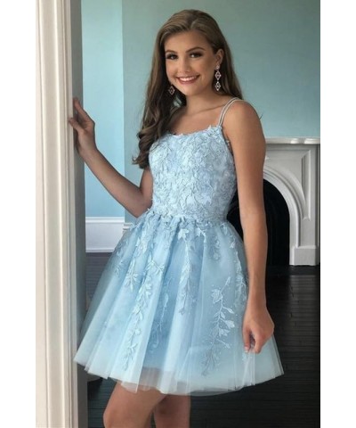 Short Homecoming Dresses for Teens Spaghetti Straps Lace Tulle Prom Dresses 2024 Mini Party Gown Peacock $32.25 Dresses