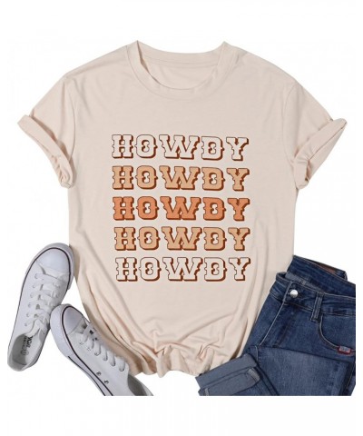 Howdy Cowgirl Shirt Women Western Southern Retro Shirt Cute Country Music Graphic Tees Summer Colorful Shirt Beige $13.19 T-S...