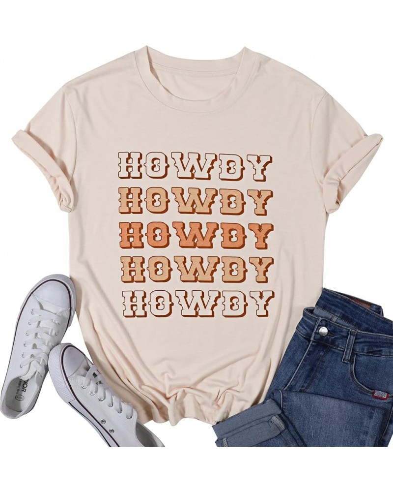 Howdy Cowgirl Shirt Women Western Southern Retro Shirt Cute Country Music Graphic Tees Summer Colorful Shirt Beige $13.19 T-S...