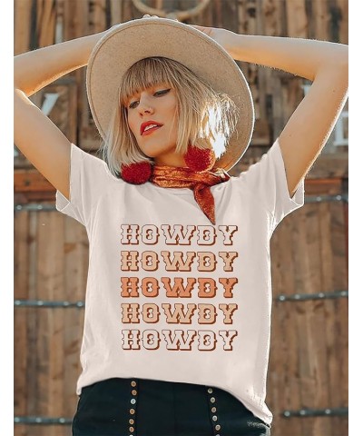 Howdy Cowgirl Shirt Women Western Southern Retro Shirt Cute Country Music Graphic Tees Summer Colorful Shirt Beige $13.19 T-S...