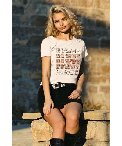 Howdy Cowgirl Shirt Women Western Southern Retro Shirt Cute Country Music Graphic Tees Summer Colorful Shirt Beige $13.19 T-S...