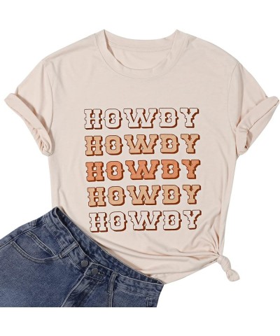 Howdy Cowgirl Shirt Women Western Southern Retro Shirt Cute Country Music Graphic Tees Summer Colorful Shirt Beige $13.19 T-S...