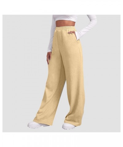 Baggy Wide Leg Sweatpants Women High Waisted Fleece Lined Joggers with Pockets Comfy Drawstring Casual Sweat Pants E018- No D...