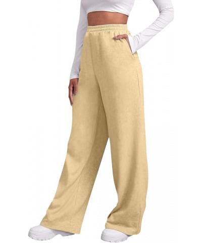 Baggy Wide Leg Sweatpants Women High Waisted Fleece Lined Joggers with Pockets Comfy Drawstring Casual Sweat Pants E018- No D...