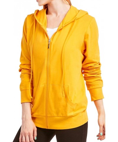 Women's Zip Up Cotton Light Hoodie Jacket Mustard $14.82 Activewear