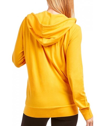 Women's Zip Up Cotton Light Hoodie Jacket Mustard $14.82 Activewear