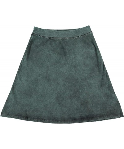 Women's Cotton A-line Spandex Skirt Green $25.36 Skirts