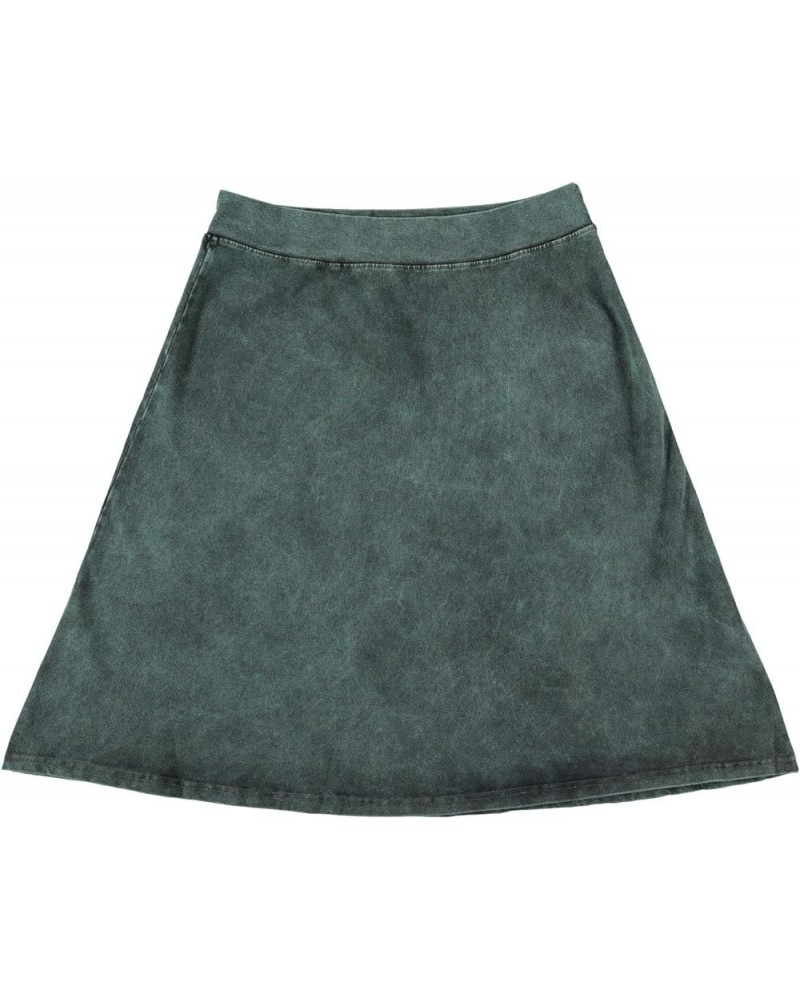 Women's Cotton A-line Spandex Skirt Green $25.36 Skirts