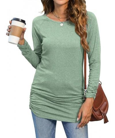 Womens Basic Casual Long Sleeve Slim Fit T Shirt Dress Tunic Top A Green $7.89 Tops