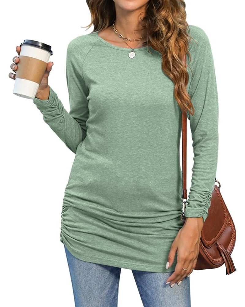 Womens Basic Casual Long Sleeve Slim Fit T Shirt Dress Tunic Top A Green $7.89 Tops