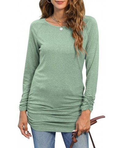 Womens Basic Casual Long Sleeve Slim Fit T Shirt Dress Tunic Top A Green $7.89 Tops