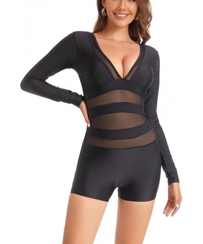 Womems Rash Guard Swimsuit Long Sleeve Two Piece Bathing Suit UV Protection Crop Top Swimwear 11-sy567012black-1 $16.19 Swims...