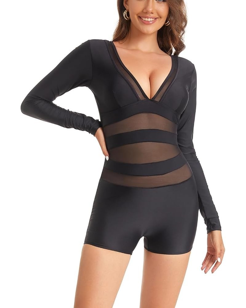 Womems Rash Guard Swimsuit Long Sleeve Two Piece Bathing Suit UV Protection Crop Top Swimwear 11-sy567012black-1 $16.19 Swims...