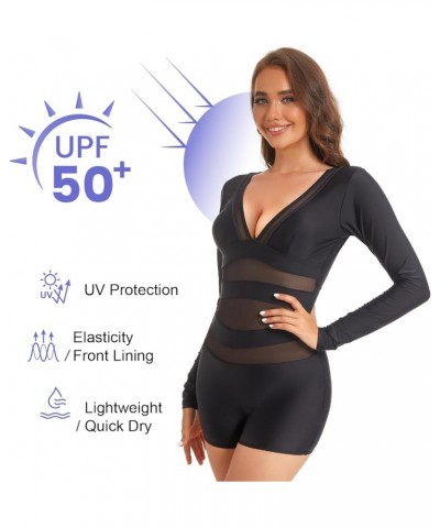 Womems Rash Guard Swimsuit Long Sleeve Two Piece Bathing Suit UV Protection Crop Top Swimwear 11-sy567012black-1 $16.19 Swims...