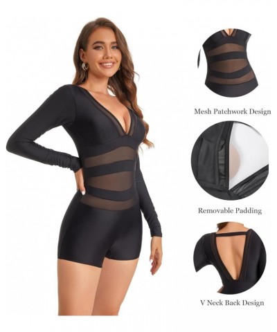 Womems Rash Guard Swimsuit Long Sleeve Two Piece Bathing Suit UV Protection Crop Top Swimwear 11-sy567012black-1 $16.19 Swims...