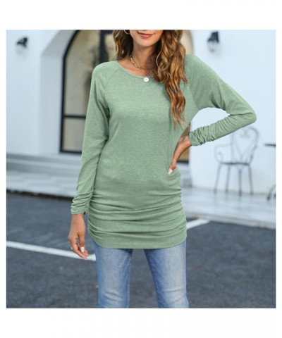 Womens Basic Casual Long Sleeve Slim Fit T Shirt Dress Tunic Top A Green $7.89 Tops