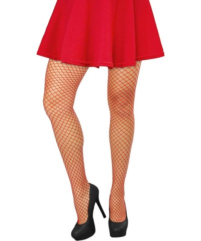 High Waisted Fishnet Tights for Women Sexy Fishnet Stockings Full Footed Fishnet Sheer Pantyhose Plus Size Medium Mesh - Red ...