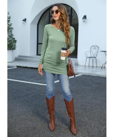 Womens Basic Casual Long Sleeve Slim Fit T Shirt Dress Tunic Top A Green $7.89 Tops