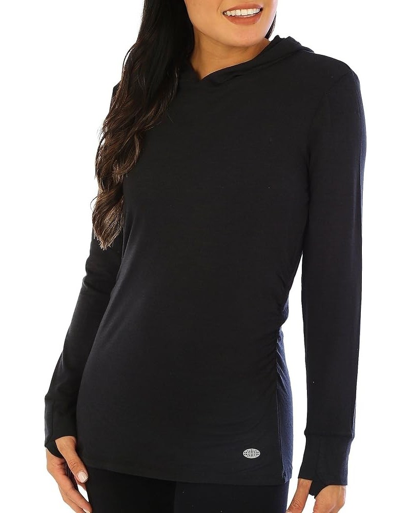 Womens Hoodie Side Ruched Long Sleeve Top 39 (US 8) Black $14.70 Hoodies & Sweatshirts