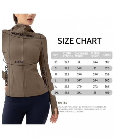 Athletic Jackets For Women Zip Up Workout Jacket With Pockets Women's Yoga Jackets Slim Fit With Thumb Holes Khaki-hooded $11...