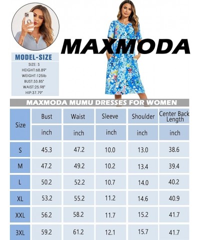 Mumu Dress for Women Short Sleeve Loose House Dress V Neck Casual Moo Moo Dress Knee Length Sleep Dress S-XXXL Multicolor $12...