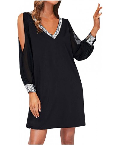 Holiday Dresses for Women, Pub Holiday Dress for Ladies A-Line Nice Long Sleeve Pleated Cocktail Soft Solid 11-black $13.32 D...