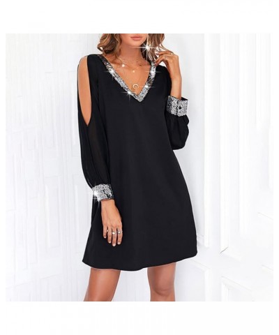 Holiday Dresses for Women, Pub Holiday Dress for Ladies A-Line Nice Long Sleeve Pleated Cocktail Soft Solid 11-black $13.32 D...