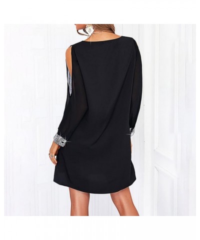 Holiday Dresses for Women, Pub Holiday Dress for Ladies A-Line Nice Long Sleeve Pleated Cocktail Soft Solid 11-black $13.32 D...