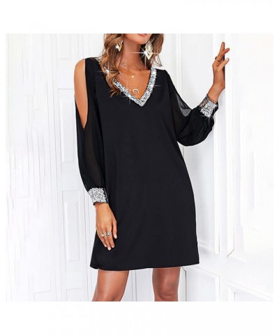 Holiday Dresses for Women, Pub Holiday Dress for Ladies A-Line Nice Long Sleeve Pleated Cocktail Soft Solid 11-black $13.32 D...