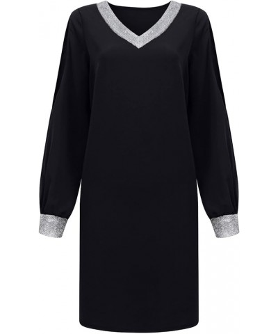 Holiday Dresses for Women, Pub Holiday Dress for Ladies A-Line Nice Long Sleeve Pleated Cocktail Soft Solid 11-black $13.32 D...