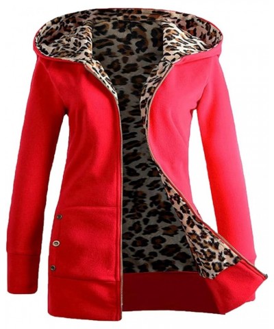 Shacket Jacket for Women Full Zipper Long Sleeve Hoodie Outwear Coats Winter Warm Faux Fur Jacket Coats Red $12.08 Jackets