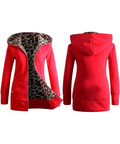 Shacket Jacket for Women Full Zipper Long Sleeve Hoodie Outwear Coats Winter Warm Faux Fur Jacket Coats Red $12.08 Jackets