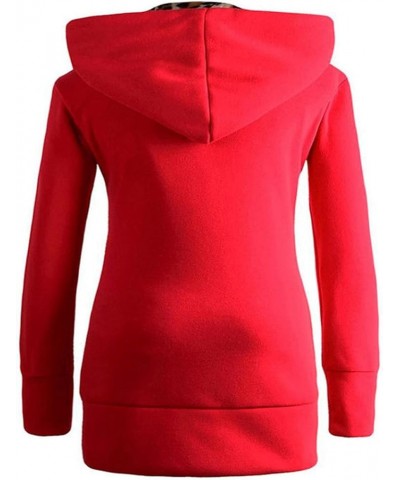 Shacket Jacket for Women Full Zipper Long Sleeve Hoodie Outwear Coats Winter Warm Faux Fur Jacket Coats Red $12.08 Jackets