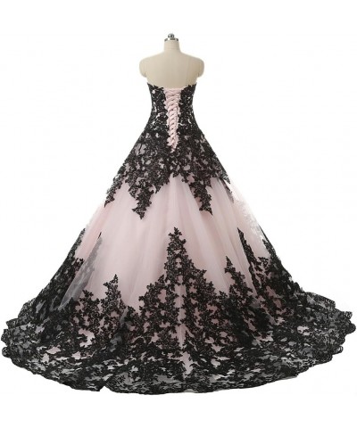 Black Applique Lace Quinceanera Ball Prom Dresses for Wedding 2024 Fuchsia $79.06 Dresses