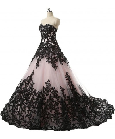 Black Applique Lace Quinceanera Ball Prom Dresses for Wedding 2024 Fuchsia $79.06 Dresses