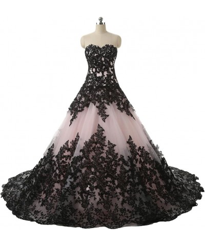 Black Applique Lace Quinceanera Ball Prom Dresses for Wedding 2024 Fuchsia $79.06 Dresses