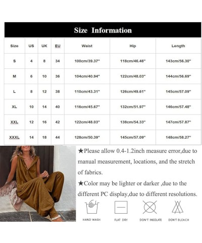 Jumpsuits for Women,Sleeveless Hooded V Neck Button Down Solid Color Casual Loose Pants with Big Sturdy Pocket 04-yellow $15....