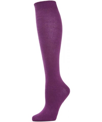 Women's Cotton Blend Solid Knit Knee High Socks Blackberry Cordial $10.01 Socks