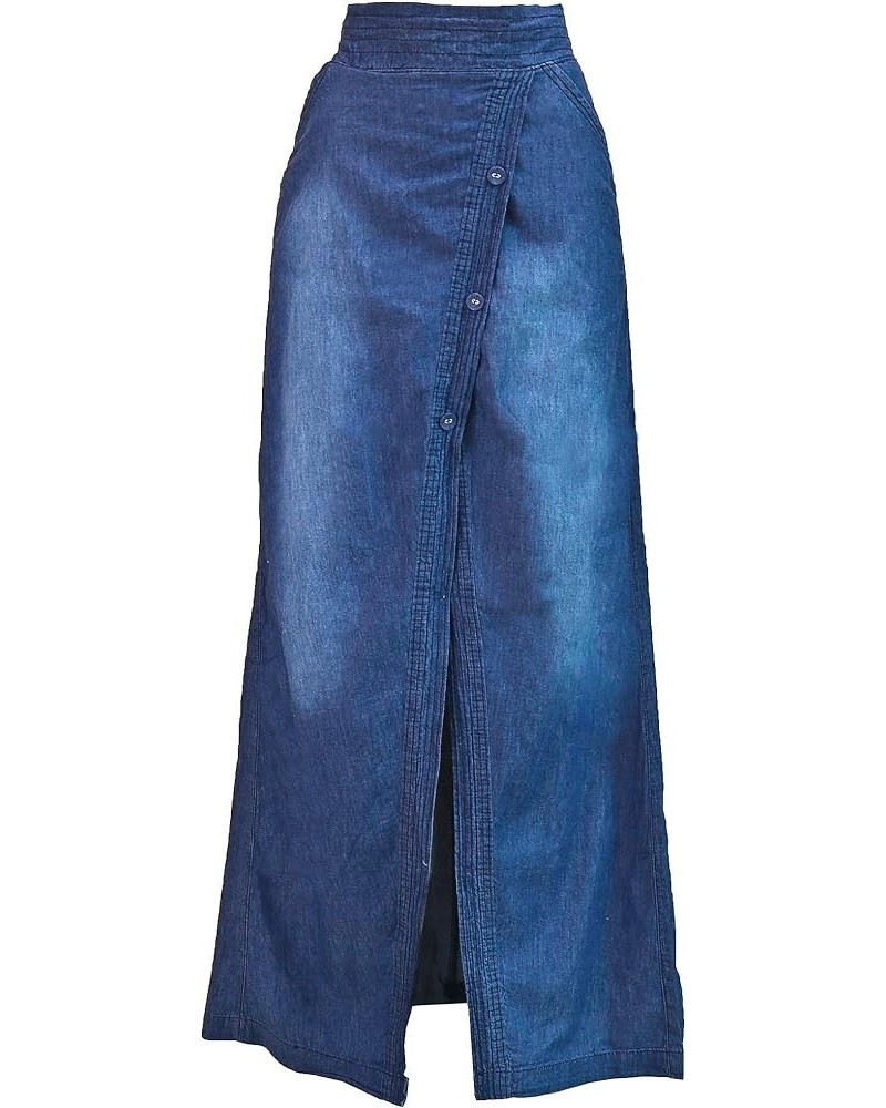 Womens Juniors Long Light Denim Slit Maxi Skirt Blue (N1405-skt) $27.89 Skirts