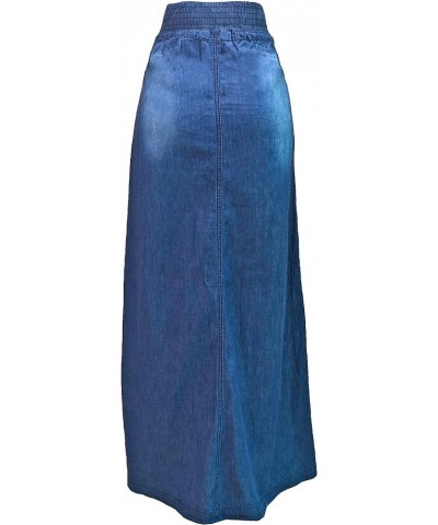 Womens Juniors Long Light Denim Slit Maxi Skirt Blue (N1405-skt) $27.89 Skirts