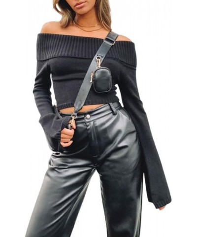 Fall Y2k Long Sleeve Sweater for Women Sexy Low Cut Off Shoulder Ribbed Knit Crop Top Sexy One Shoulder Slim Fit Tee 23aug11b...